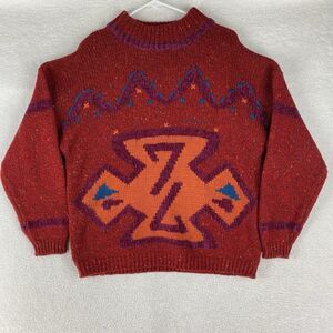 Vtg Sweater Womens Sz L Red‎ 80s Richwil's Back to Back Pullover Speckled Wool